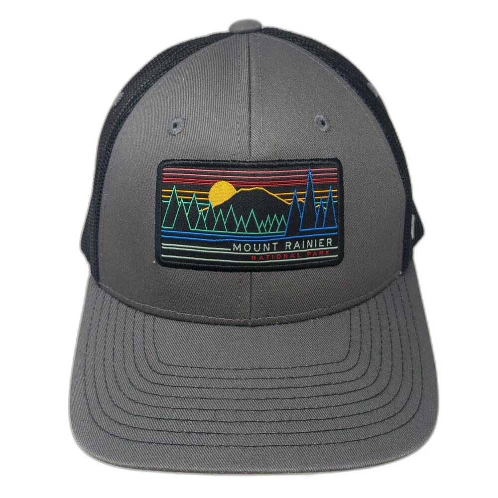 Zephyr Trucker Hat Gray One Size Mount Rainier National Park Patch Mesh Snapback